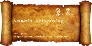 Neuwelt Krisztofer névjegykártya